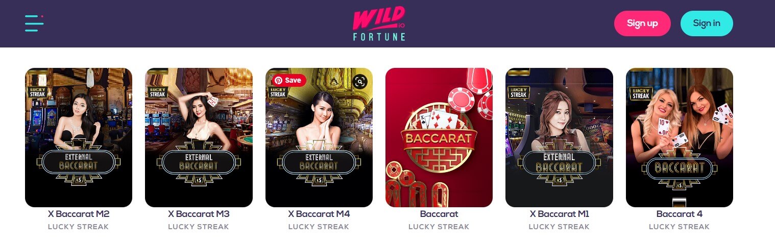 Wild Fortune Casino Live Dealer Games